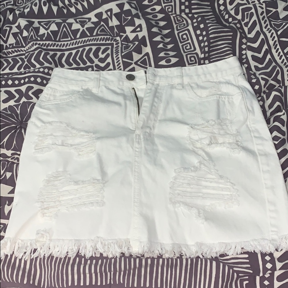 White jean skirt